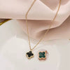 Wholesale Jewelry Titanium Steel Doublesided Flower Clover Fritillary Gold Inlaid Pendant Necklace For Women