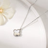 Wholesale Jewelry Titanium Steel Doublesided Flower Clover Fritillary Gold Inlaid Pendant Necklace For Women