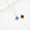 Wholesale Jewelry Titanium Steel Doublesided Flower Clover Fritillary Gold Inlaid Pendant Necklace For Women