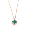 Wholesale Jewelry Titanium Steel Doublesided Flower Clover Fritillary Gold Inlaid Pendant Necklace For Women