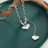Wholesale Jewelry 316L Stainless Steel Electroplated 18K Gold Double Heart And Geometric Pendant Clavicle Necklace For Women