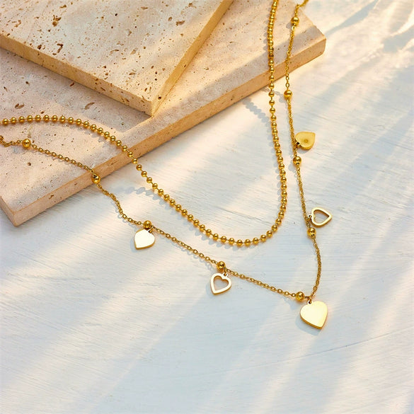 Wholesale Jewelry Titanium Steel Electroplating Peach Heart Clavicle Chain Necklace
