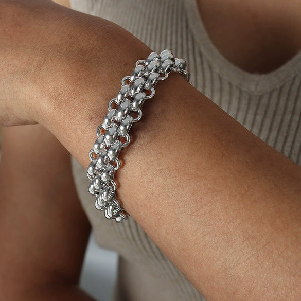 Wholesale Jewelry Titanium Steel Exaggerated Geometric Style Electroplating Bracelet Necklace