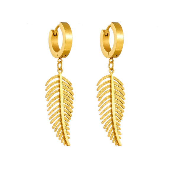 Wholesale Jewelry Titanium Steel Feather Pendant With Geometric Pattern And Vacuum Electroplating In Furnace Treatment For Women And Unisex