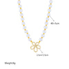 Wholesale Jewelry Titanium Steel Flower Beaded Handwoven Necklace With Electroplating Treatment