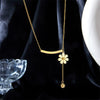 Wholesale Jewelry Titanium Steel Flower Tassel Gold Bead Pendant Necklace With Electroplating
