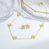 Wholesale Jewelry Titanium Steel Fourleaf Flower Light Luxury Electroplating Earrings And Necklace Set For Women