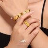 Wholesale Jewelry 316L Stainless Steel French Embossed Flower Bracelet And Kaleidoscope Ring Electroplated Fashion Style