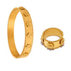 Wholesale Jewelry 316L Stainless Steel French Embossed Flower Bracelet And Kaleidoscope Ring Electroplated Fashion Style