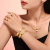 Wholesale Jewelry 316L Stainless Steel French Embossed Flower Bracelet And Kaleidoscope Ring Electroplated Fashion Style