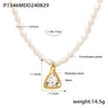 Wholesale Jewelry Titanium Steel Freshwater Pearl Angular Pendant Necklace Bracelet Electroplated Palace Style For Women