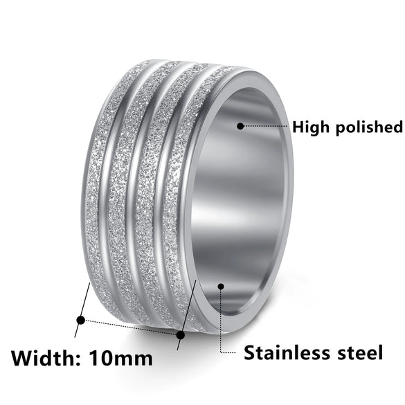 Wholesale Jewelry Titanium Steel Frosted Ring With Letters Numbers Text Electroplating Unisex Men's