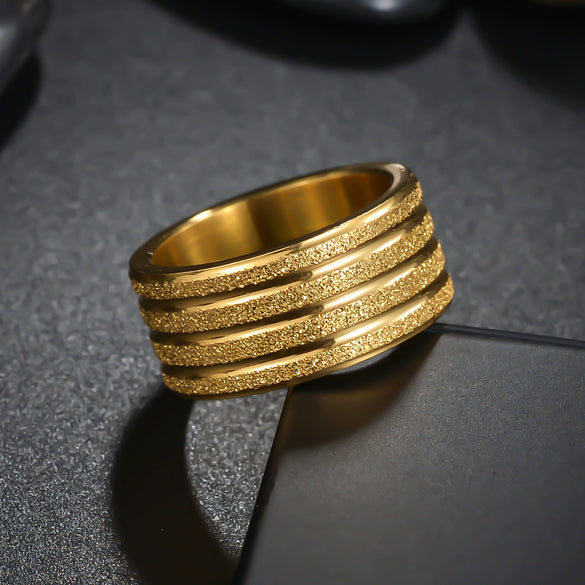 Wholesale Jewelry Titanium Steel Frosted Ring With Letters Numbers Text Electroplating Unisex Men's