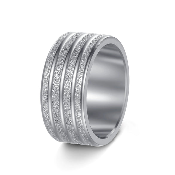 Wholesale Jewelry Titanium Steel Frosted Ring With Letters Numbers Text Electroplating Unisex Men's