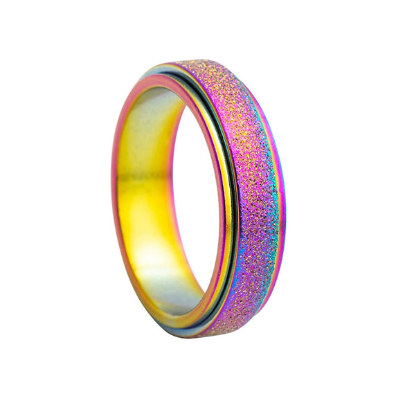 Wholesale Jewelry Titanium Steel Frosted Rotary Ring With Letters Numbers Text Pattern For Unisex