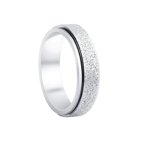 Wholesale Jewelry Titanium Steel Frosted Rotary Ring With Letters Numbers Text Pattern For Unisex