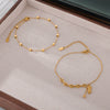 Wholesale Jewelry 316L Stainless Steel Geometric Anklet Goldplated Small Square Chamfered Unisex Light Luxury Style
