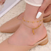 Wholesale Jewelry 316L Stainless Steel Geometric Anklet Goldplated Small Square Chamfered Unisex Light Luxury Style