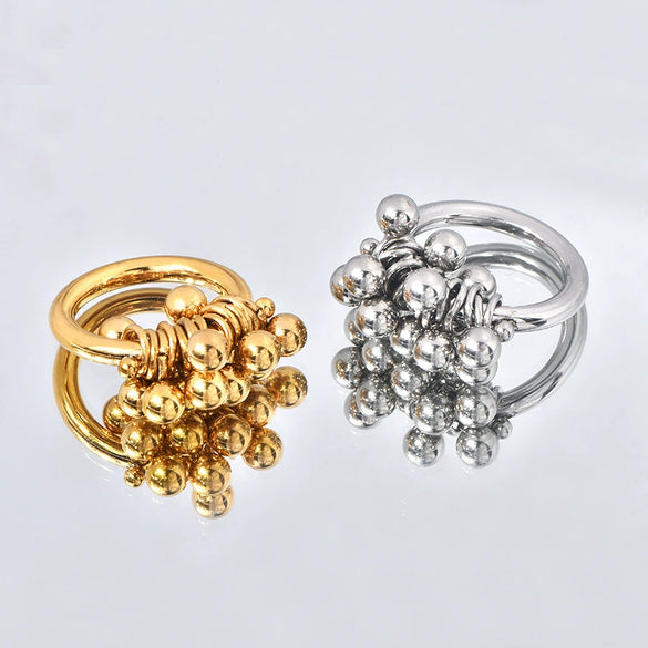Wholesale Jewelry Titanium Steel Geometric Ball Grape Bunch Style Electroplated Ring Bracelet For Female