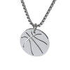 Wholesale Jewelry Titanium Steel Geometric Basketball Pendant Necklace With Pearl Chain And Electroplating