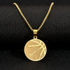 Wholesale Jewelry Titanium Steel Geometric Basketball Pendant Necklace With Pearl Chain And Electroplating