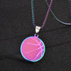 Wholesale Jewelry Titanium Steel Geometric Basketball Pendant Necklace With Pearl Chain And Electroplating