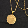 Wholesale Jewelry Titanium Steel Geometric Basketball Pendant Necklace With Pearl Chain And Electroplating