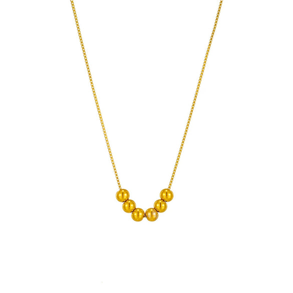 Wholesale Jewelry Titanium Steel Geometric Beaded Chain Necklace With Electroplating