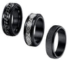 Wholesale Jewelry Titanium Steel Geometric Black Threepiece Set Rotating Decompression Ring Electroplated