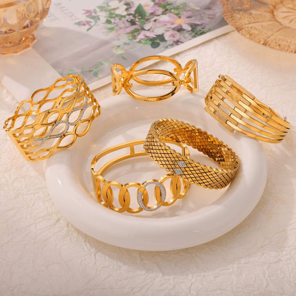 Wholesale Jewelry 316L Stainless Steel Geometric Bracelet Gold Plated