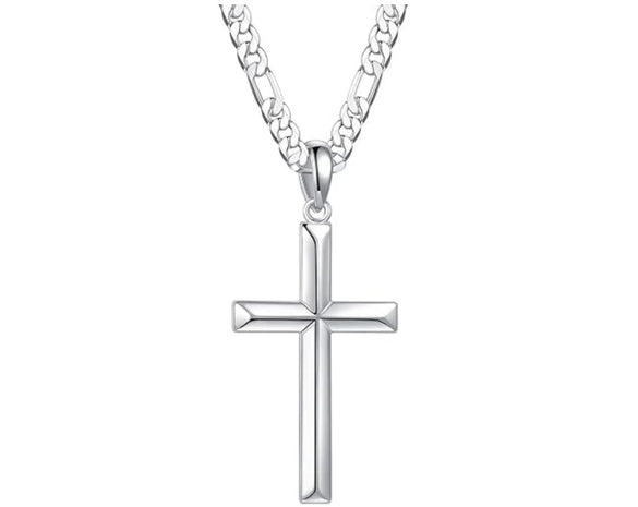 Wholesale Jewelry Titanium Steel Geometric Cross Electroplated Cuban Chain Pendant Necklace Unisex
