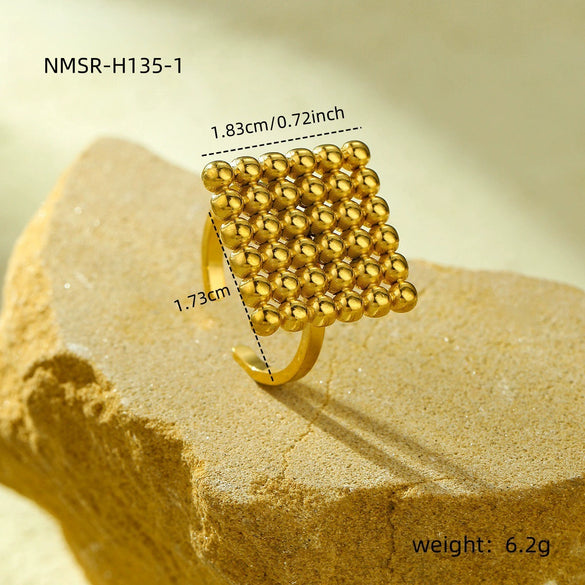Wholesale Jewelry Titanium Steel Geometric Design 18K Gold Vacuum Plated Opening Ring For Women Light Luxury Style