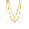 Wholesale Jewelry Titanium Steel Geometric Fivepointed Star Doublelayer Pendant Clavicle Necklace Electroplated For Women