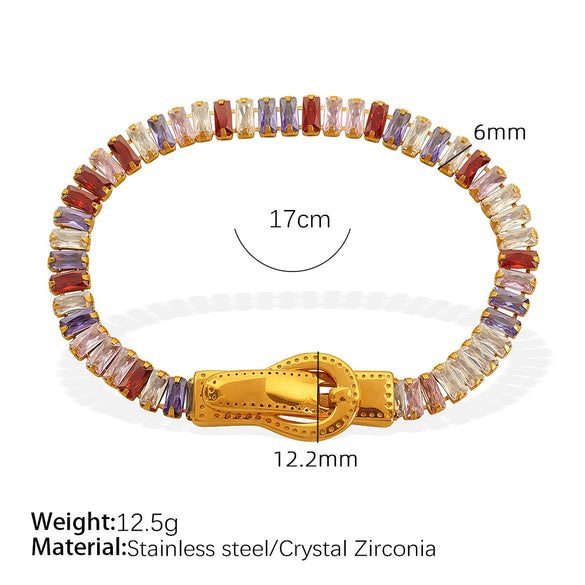 Wholesale Jewelry 316L Stainless Steel Geometric Fourcorner Buckle Electroplated Doublesided Suction Iron Buckle Bracelet For Women