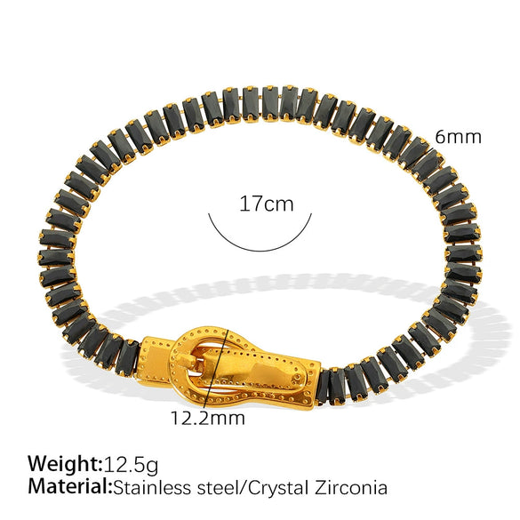 Wholesale Jewelry 316L Stainless Steel Geometric Fourcorner Buckle Electroplated Doublesided Suction Iron Buckle Bracelet For Women