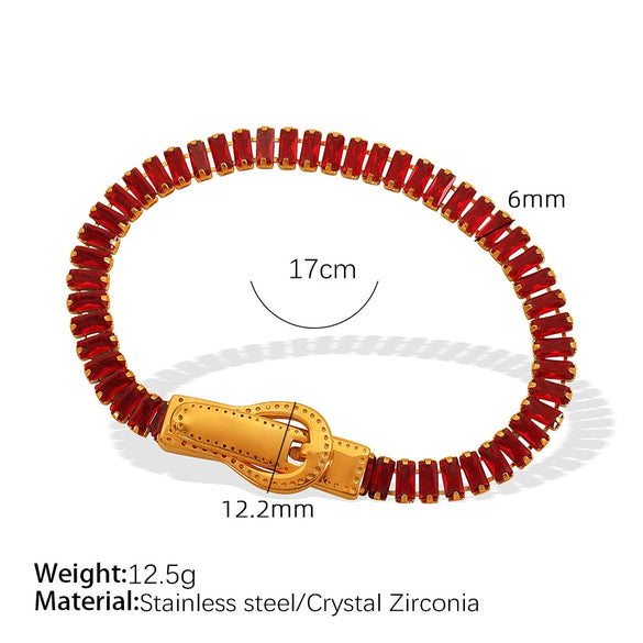 Wholesale Jewelry 316L Stainless Steel Geometric Fourcorner Buckle Electroplated Doublesided Suction Iron Buckle Bracelet For Women