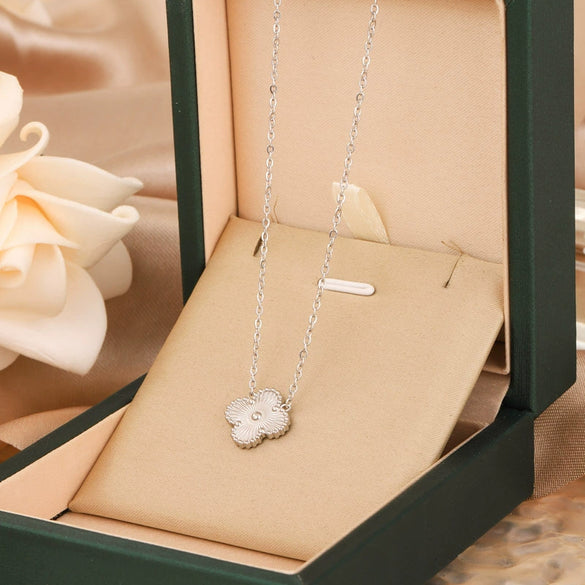 Wholesale Jewelry Titanium Steel Geometric Fourleaf Clover Electroplating Light Luxury Nonfading Necklace Bracelet Earrings Set