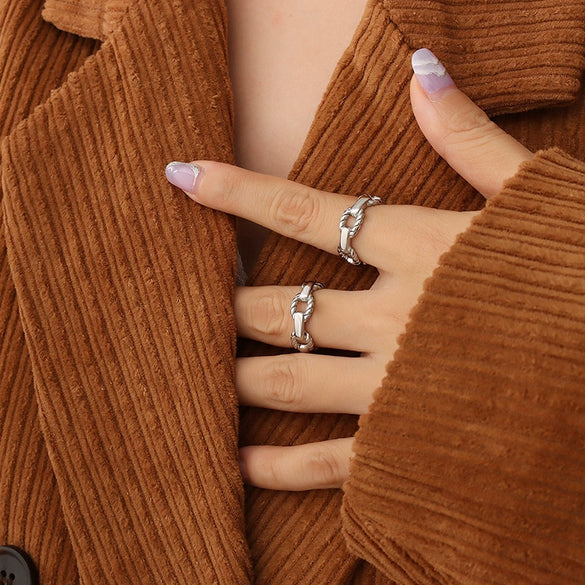 Wholesale Jewelry Titanium Steel Geometric French Style Nonfading Ring With Electroplating
