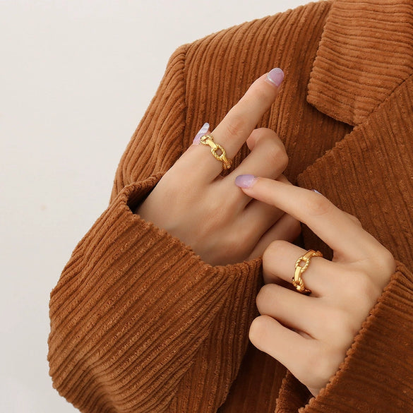 Wholesale Jewelry Titanium Steel Geometric French Style Nonfading Ring With Electroplating