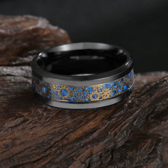Wholesale Jewelry Titanium Steel Geometric Gear Ring Electroplated Steampunk Style Unisex