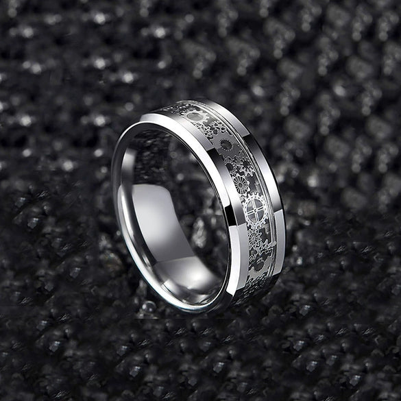 Wholesale Jewelry Titanium Steel Geometric Gear Ring Electroplated Steampunk Style Unisex