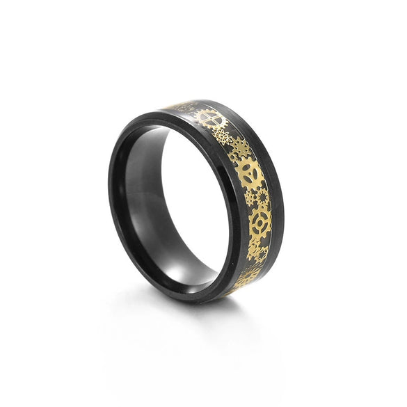 Wholesale Jewelry Titanium Steel Geometric Gear Ring Electroplated Steampunk Style Unisex