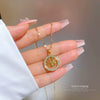 Wholesale Jewelry Titanium Steel Geometric Gold Plated Copper Devil's Eye Ring And Necklace With Diamond Micropaved Zircon Exotic Style For Women