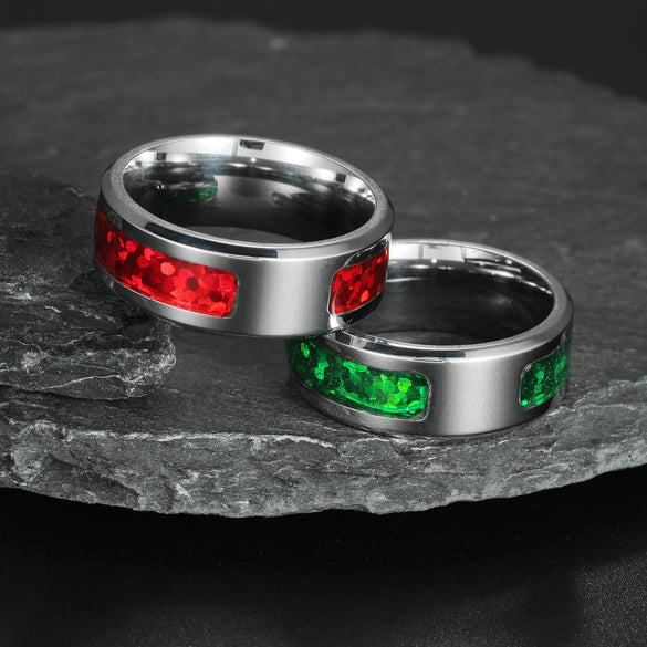 Wholesale Jewelry Titanium Steel Geometric Half Ring Dripping Oil Inlaid