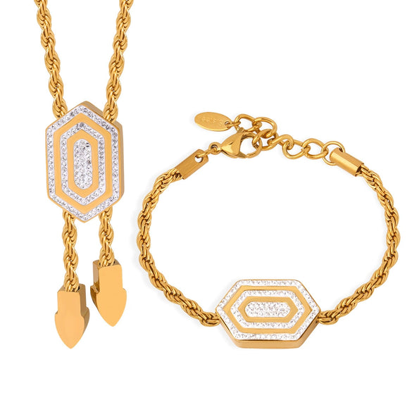 Wholesale Jewelry 316L Stainless Steel Geometric Hexagonal Pendant With Diamond Buckle For Women