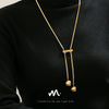 Wholesale Jewelry 316L Stainless Steel Geometric Hollow Ball Long Tassel Pendant Chain Electroplated Fashion Light Luxury Women's