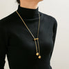 Wholesale Jewelry 316L Stainless Steel Geometric Hollow Ball Long Tassel Pendant Chain Electroplated Fashion Light Luxury Women's