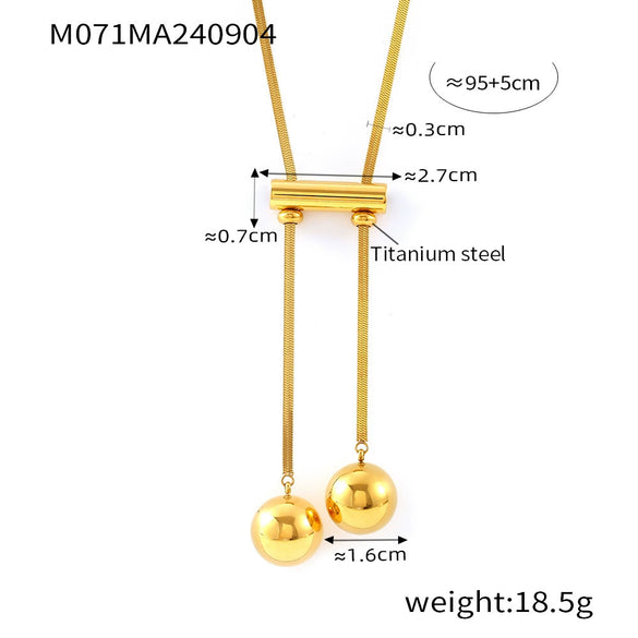 Wholesale Jewelry Titanium Steel Geometric Hollow Ball Long Tassel Pendant Chain Fashion Light Luxury Electroplated