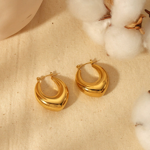 Wholesale Jewelry Titanium Steel Geometric Hollow Electroplated Earrings