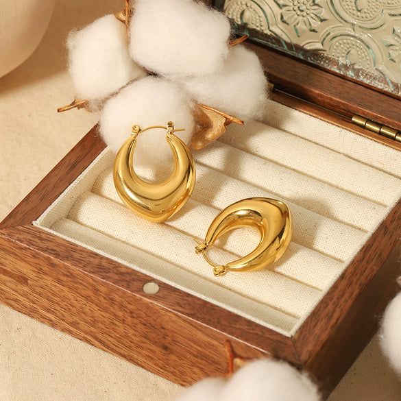Wholesale Jewelry Titanium Steel Geometric Hollow Electroplated Earrings